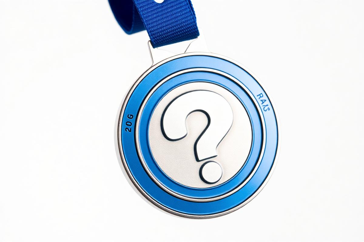 Medalha com um ponto de interrogação